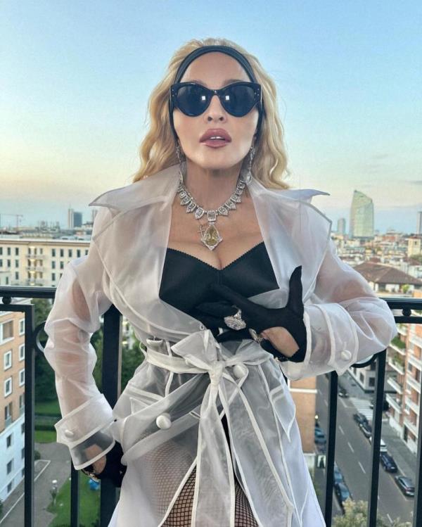 Madonna at Milan Fashion Week, Sept. 22 2024.